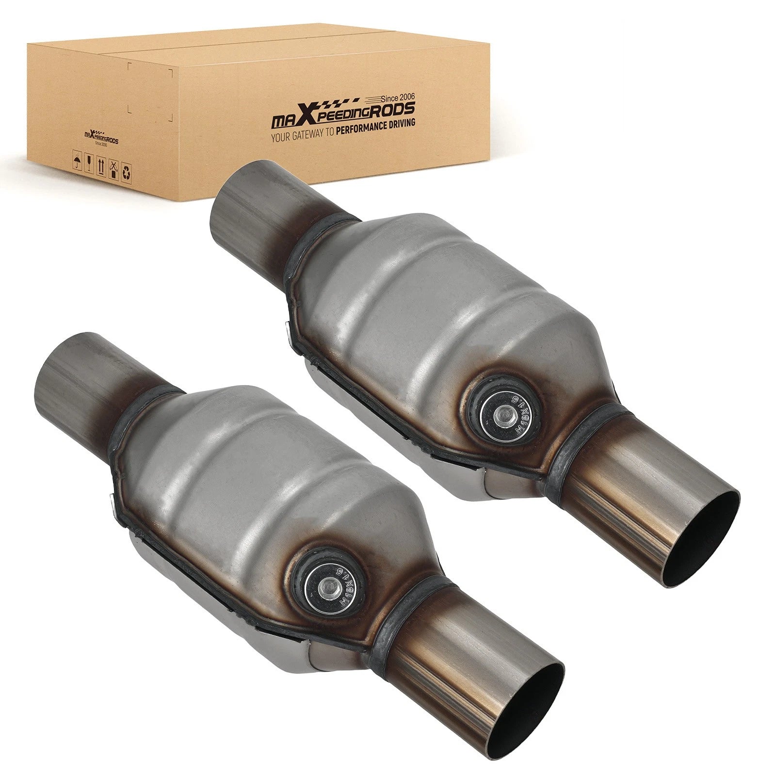 2x 2.25inch Catalytic Converters 13inch Length for Lexus LS460 4.6L V8 / 3.5L V6