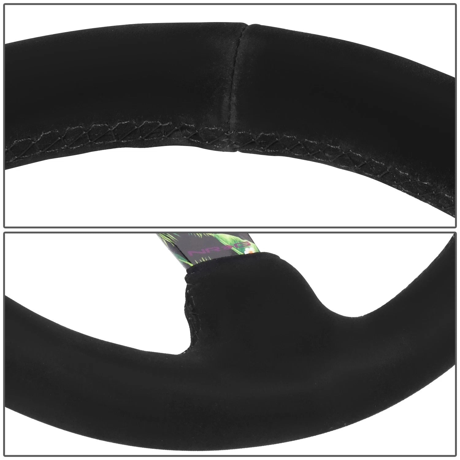 NRG 350mm 3" 3-Spoke Black Suede Steering Wheel for Universal Fit