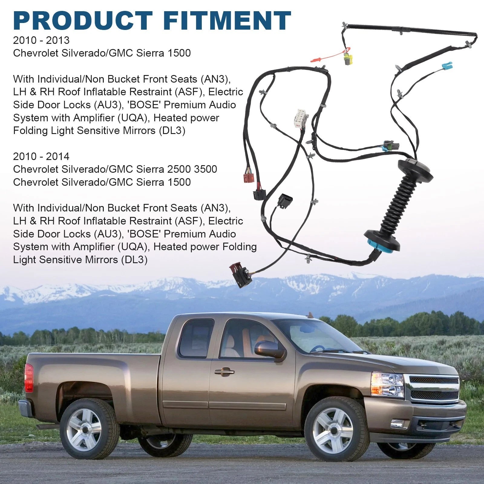 Power Fold Driver Door Wiring Harness for Chevrolet Silverado GMC