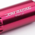 Set of 4 Open-End Aluminum Pink Lug Nuts + Adapter M12x1.25 20mm OD/60mm Tall