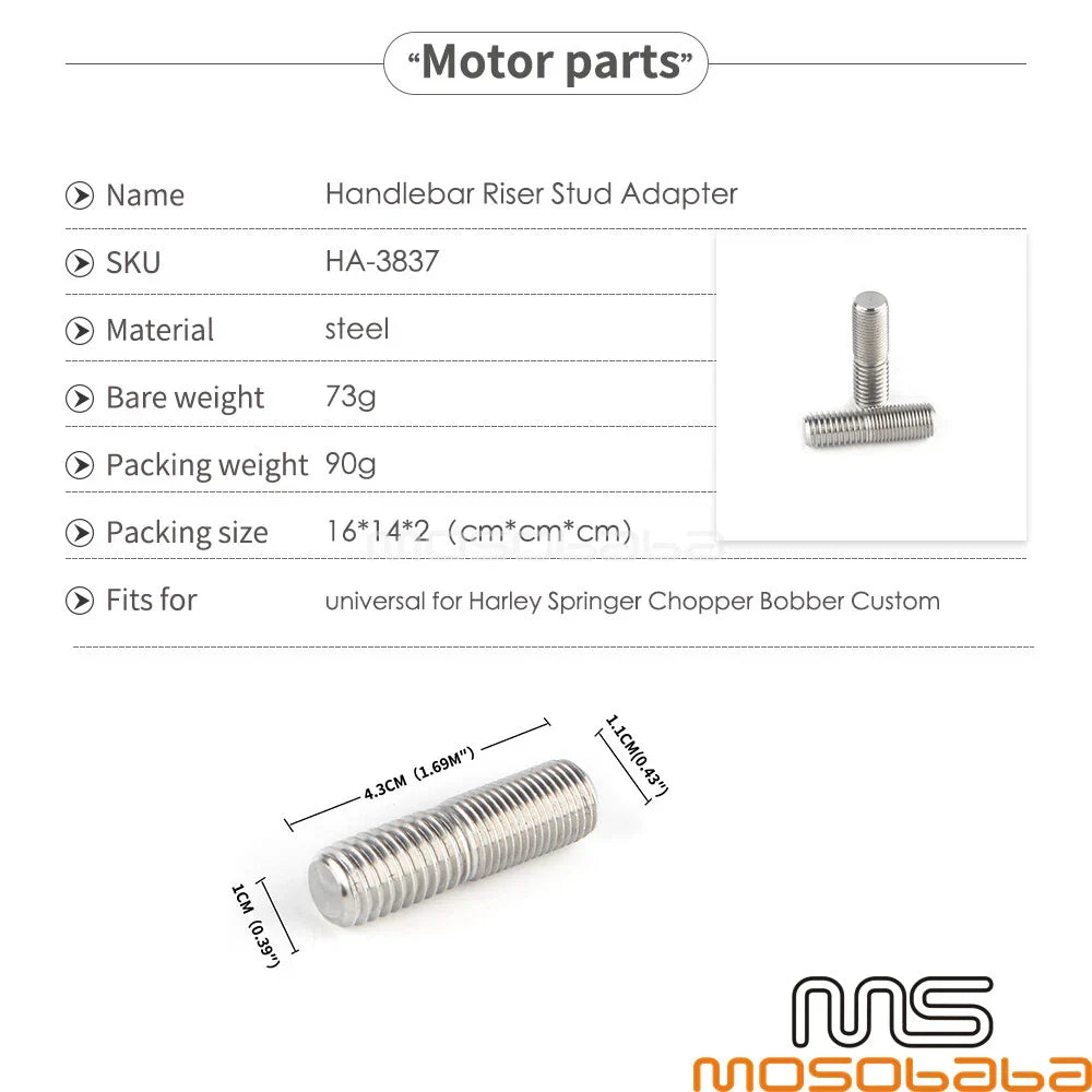 Handlebar Riser Studs Adapter for Harley Springer Chopper Bobber