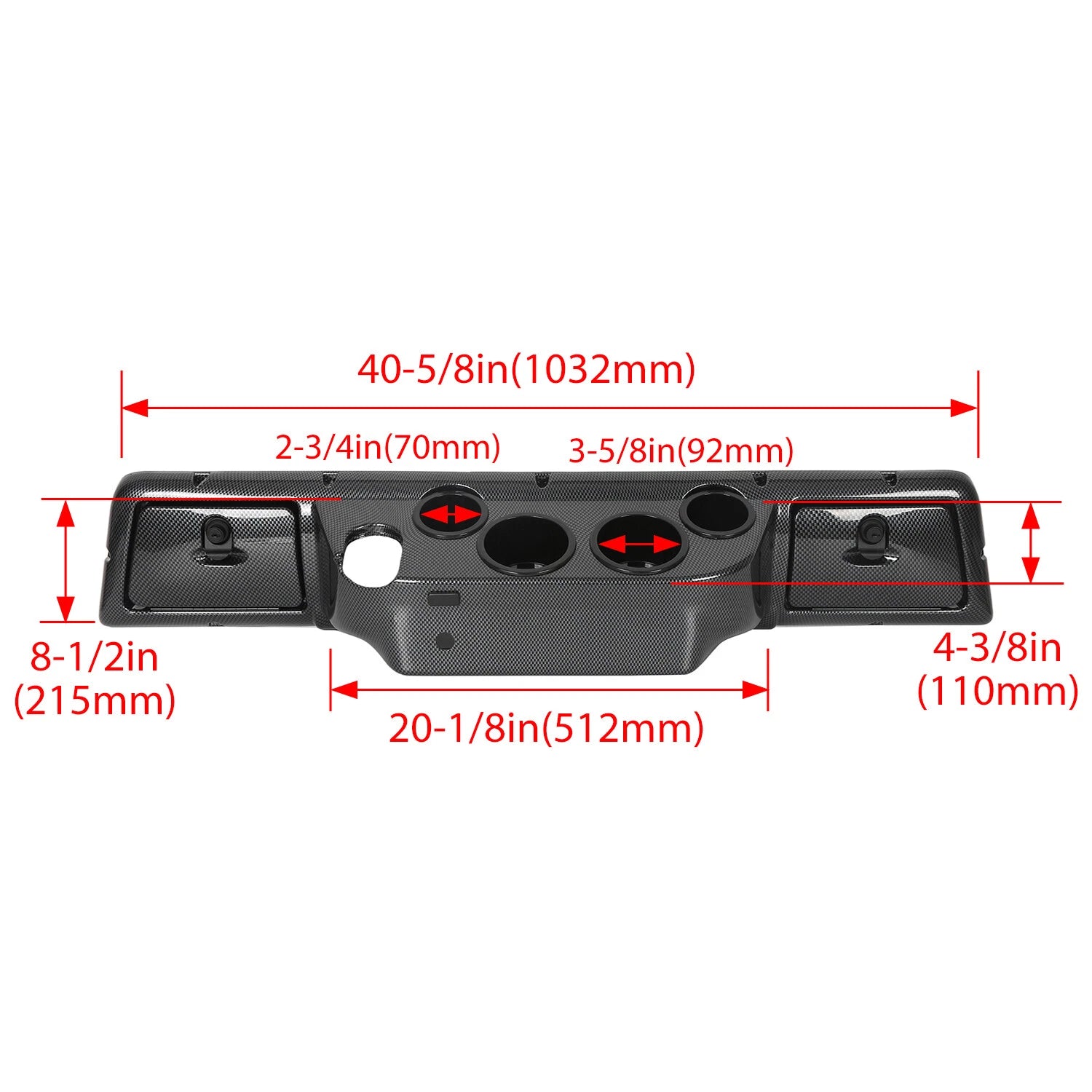 Carbon Dash Cover with Cup Holders for Club Car DS (1982-Present)