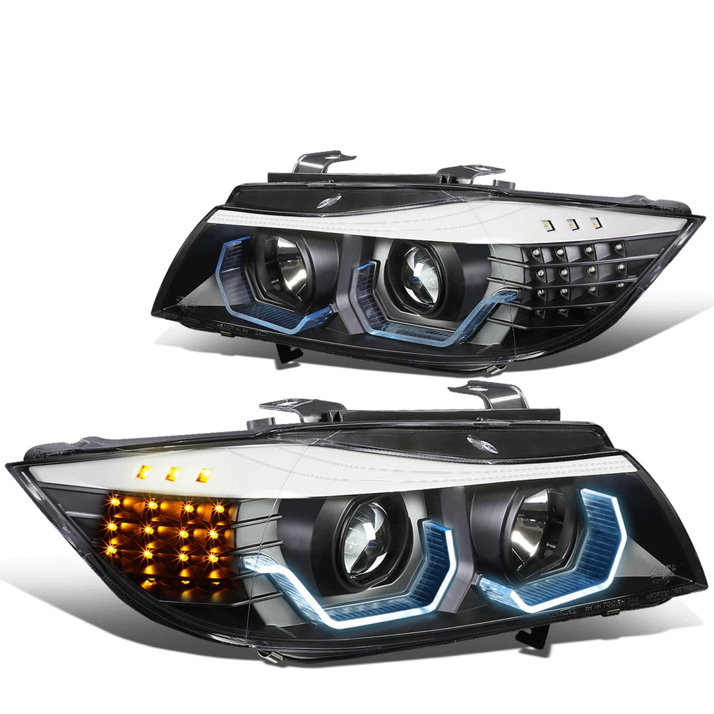 LED 3D Crystal U-Halo Headlights for BMW 3-Series E90 (2005–2008)