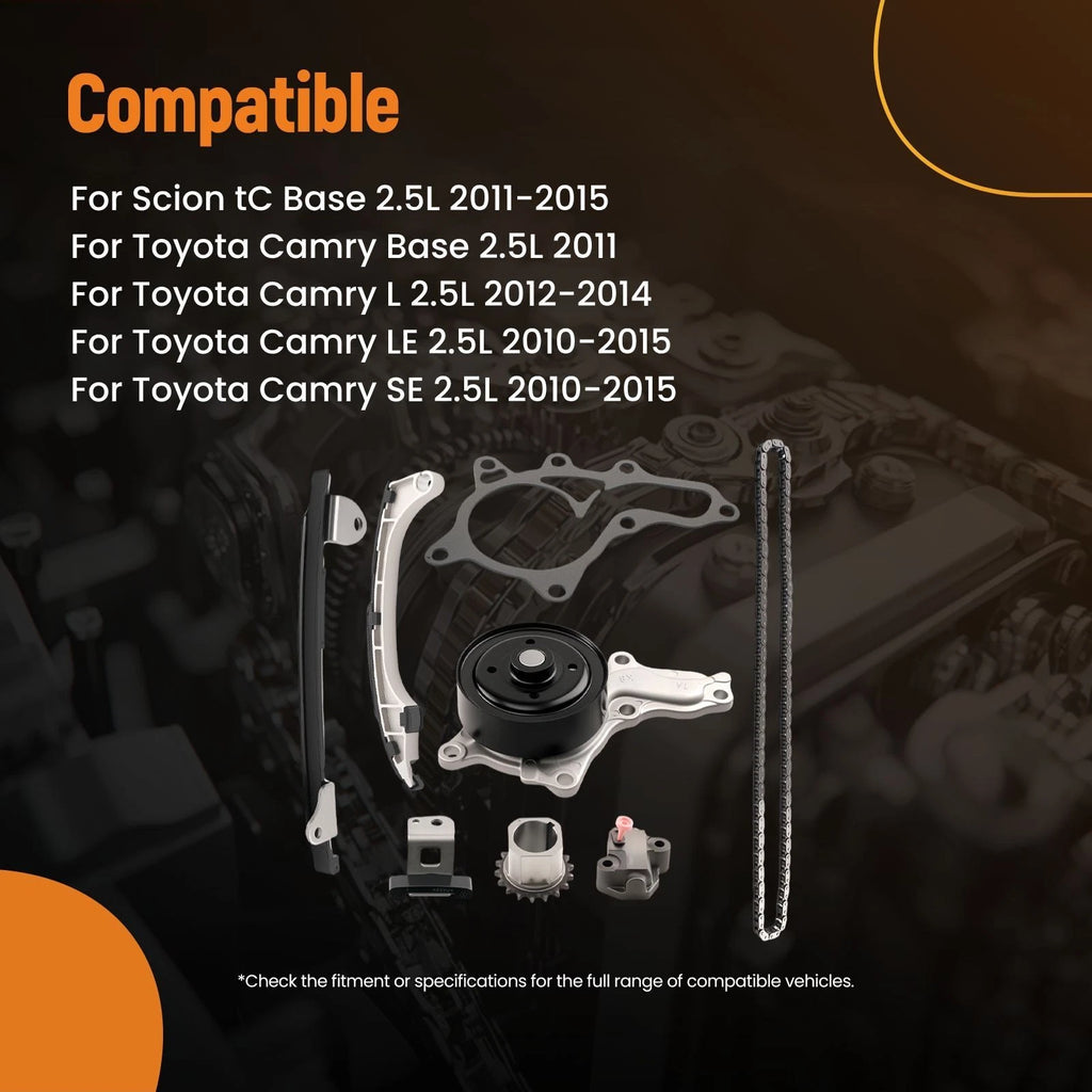 Engine Timing Chain Kit with Water Pump for Toyota Highlander Camry RAV4 Sienna (2001–2023)