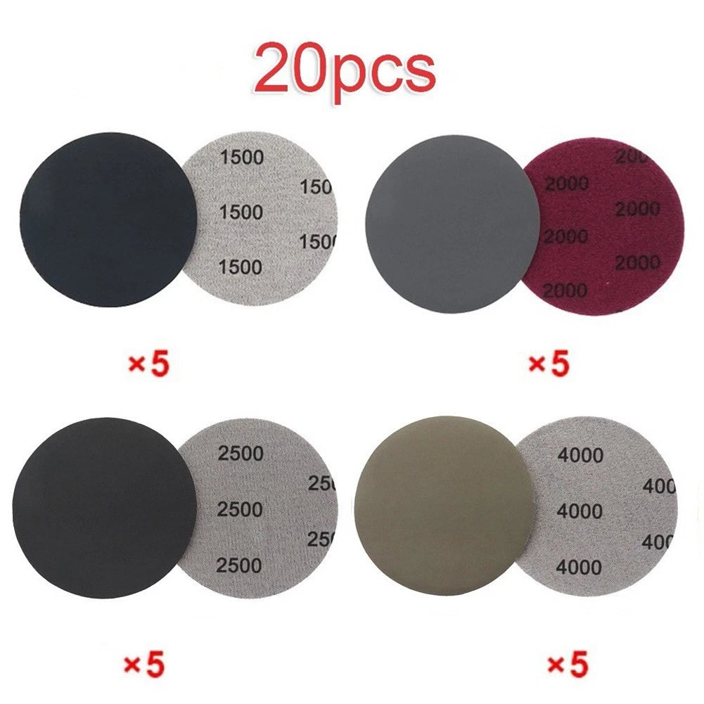20pcs 3 Inch Wet or Dry Sandpaper Discs 1500 2000 2500 4000 Grit for Automotive