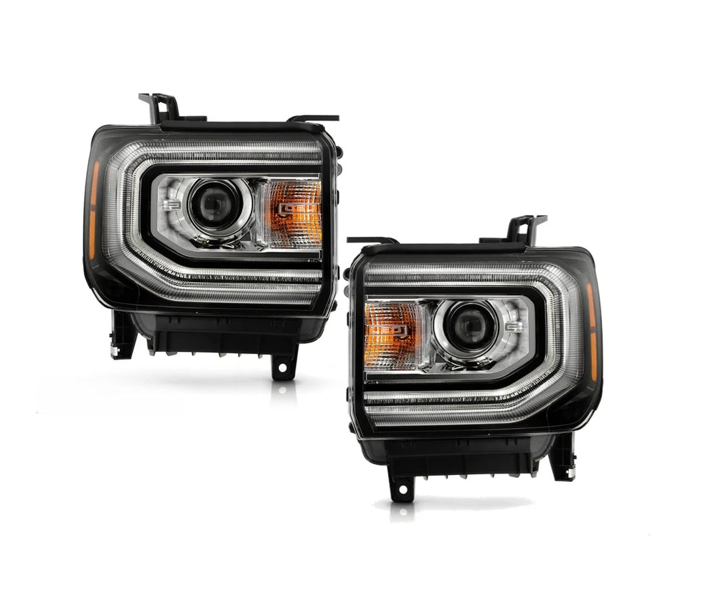 HID Headlight Set w/LED DRL & Bulb/Ballast for GMC Sierra 1500 (2016–2018)