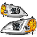 3D LED DRL Projector Headlights for Honda Civic Sedan (2001–2003) - Chrome/Amber