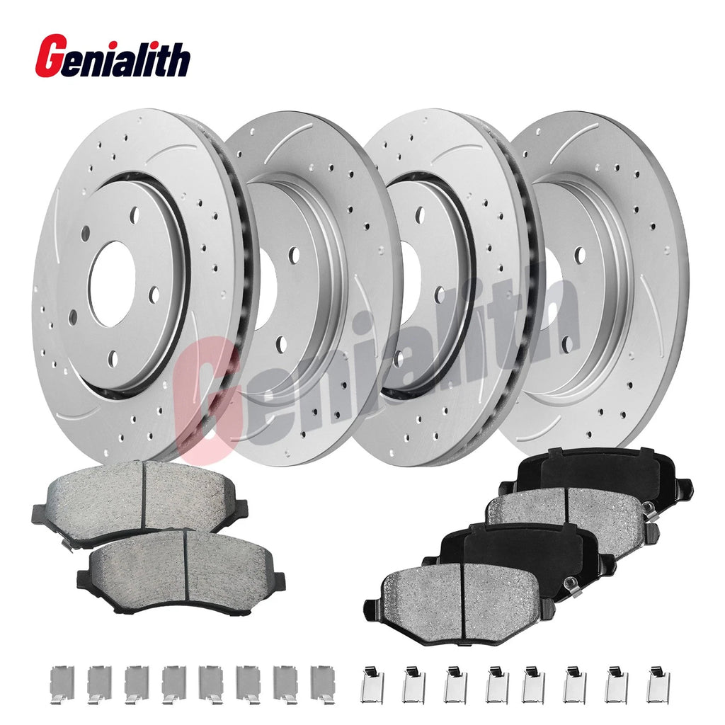 Front Rear Rotors Ceramic Brake Pads Kit for Dodge Grand Caravan (2008–2020)
