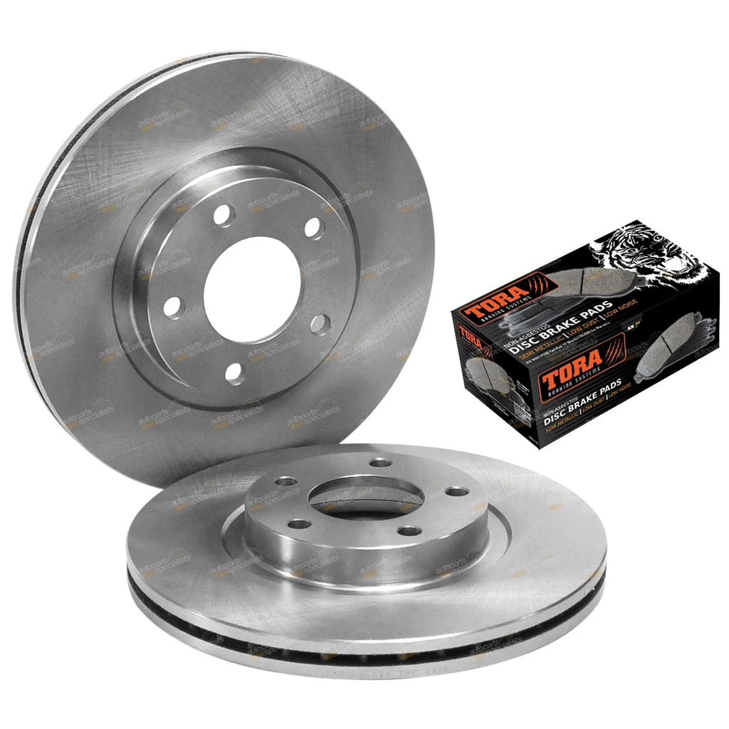 Front Disc Rotors + Tora Brake Pads Set for Mazda 3 (2004-2011)