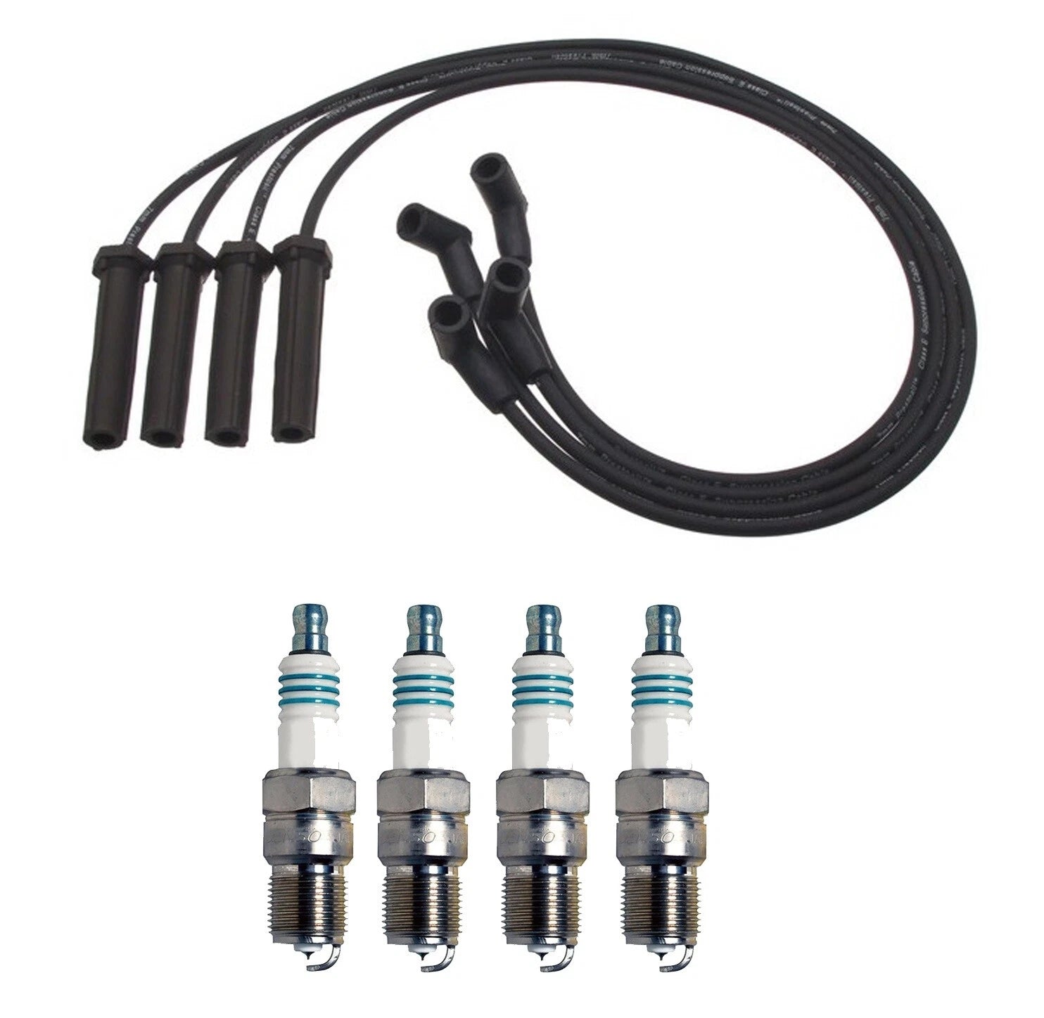 Denso 7mm Wire Set & 4 Iridium Power Spark Plugs for Chevy GMC Isuzu (L4)