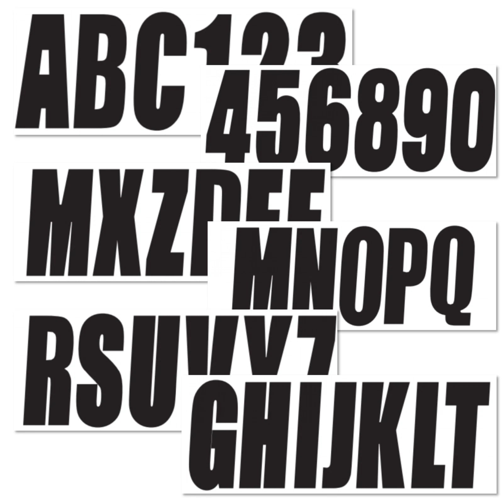 Set of 4 Boat Registration Decal Stickers A-Z & 0-9 Black
