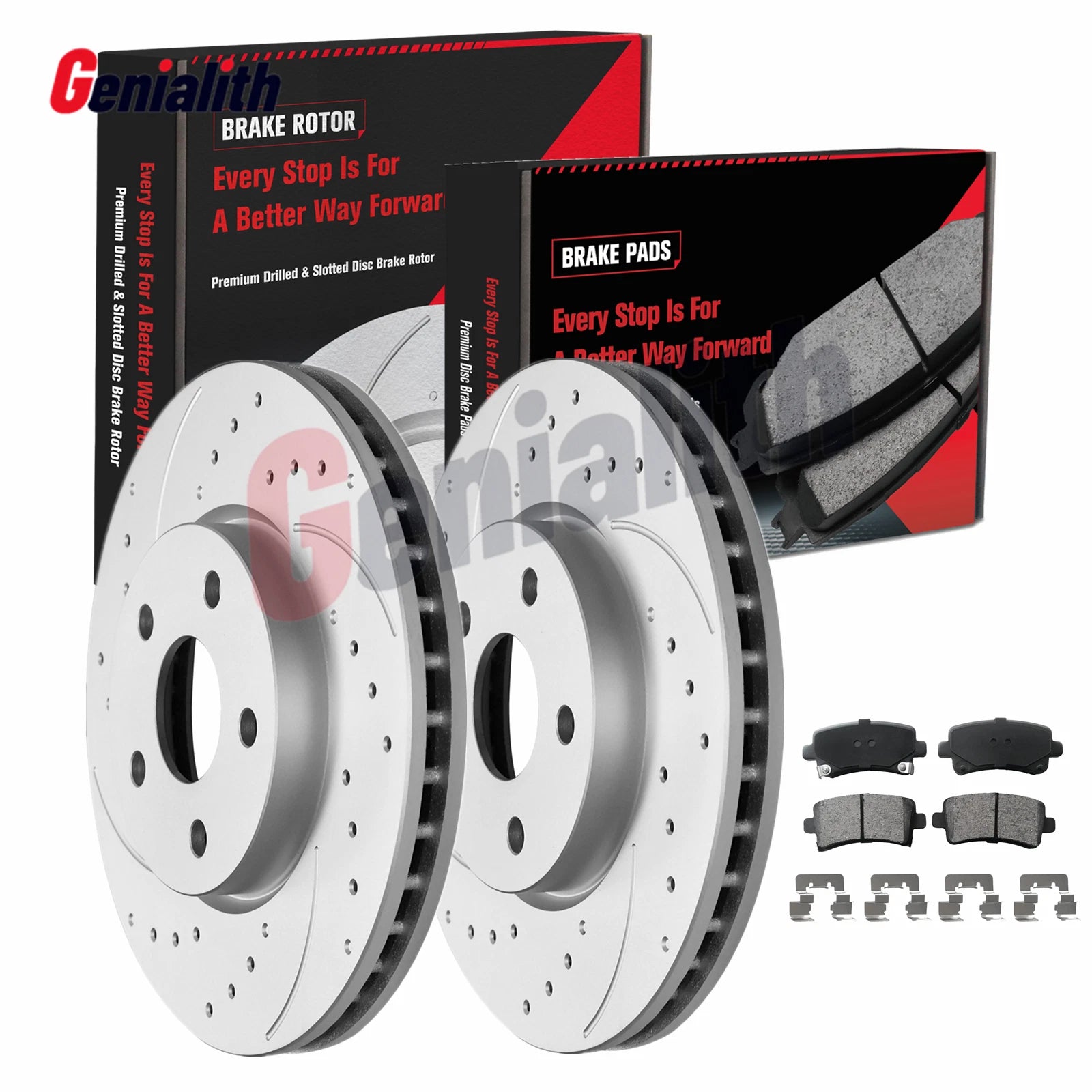 12.40" Rear Drilled Rotor Brake Pads for Chevy Impala Malibu LaCrosse Regal (2000–2023)