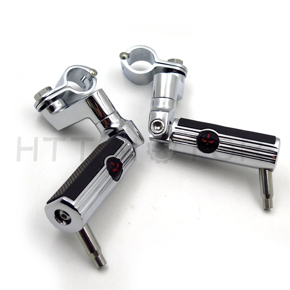 2X Aluminum Front Foot Pegs Kit for Motorcycle (1.5" Engine Guard Bar)