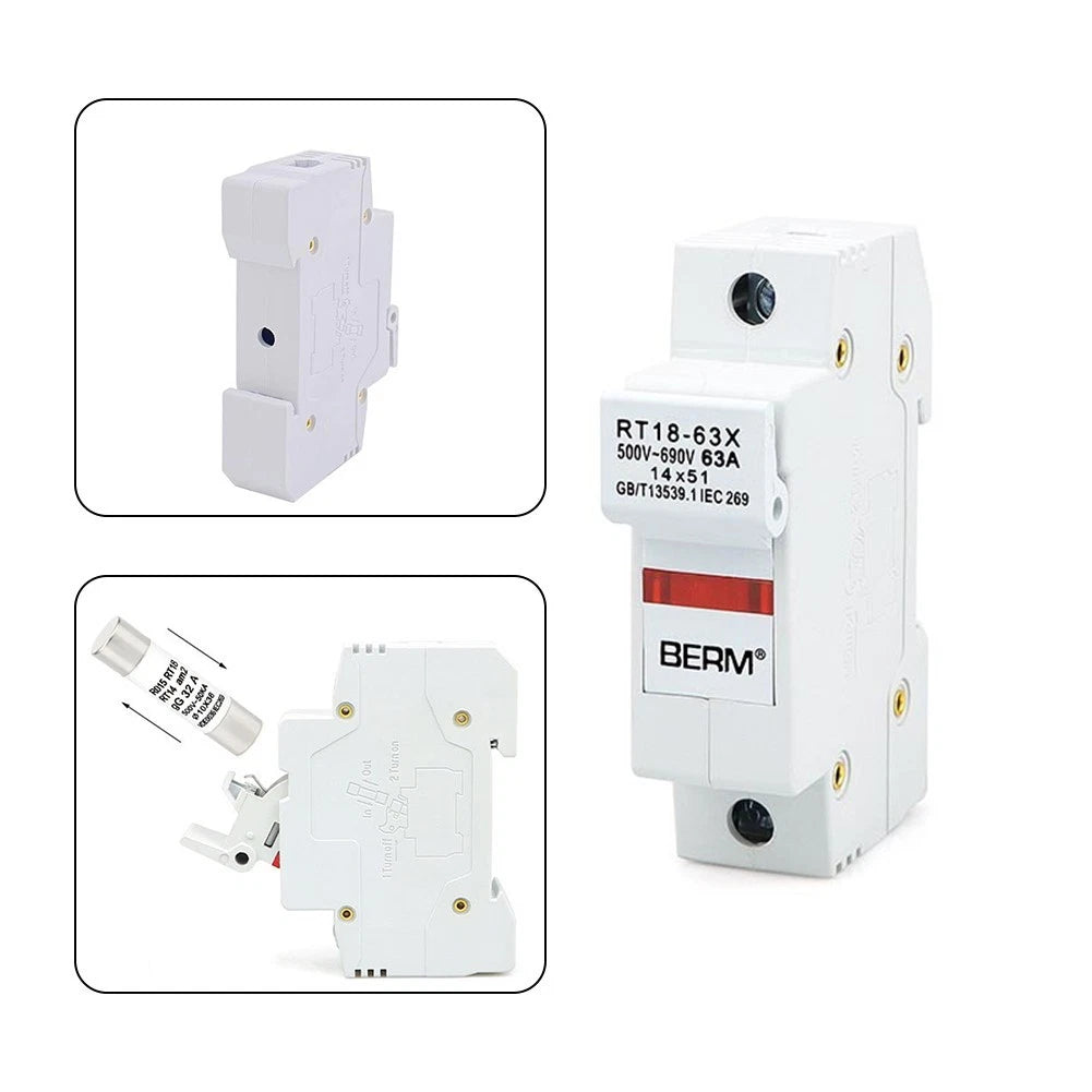 Fuse Holder 1P 63A 500V DIN Rail for Automotive (Flame Retardant)