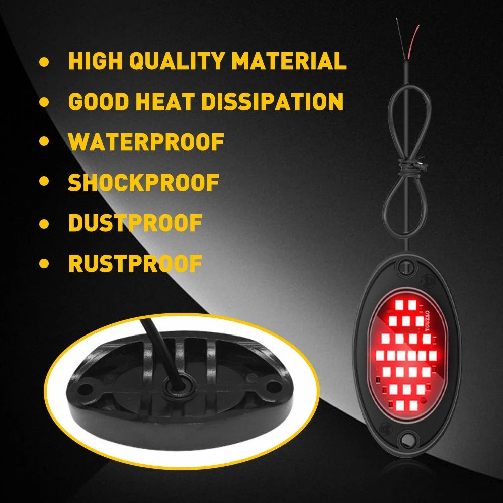 8PCS LED Red Underglow Rock Lights for SUV Jeep ATV UTV
