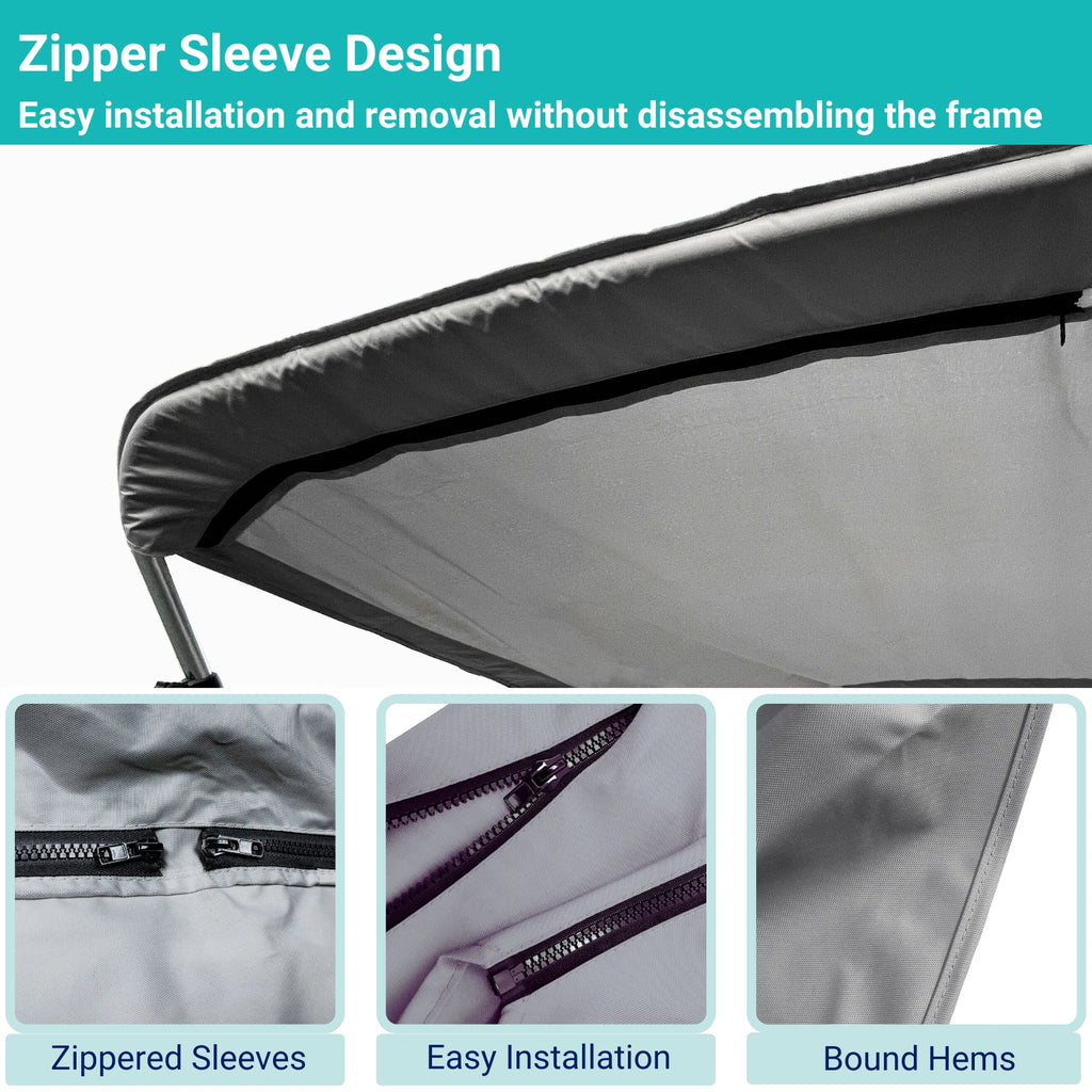 2 Bow Bimini Top Replacement Canvas Cover 66" L with Storage Boot for Boat