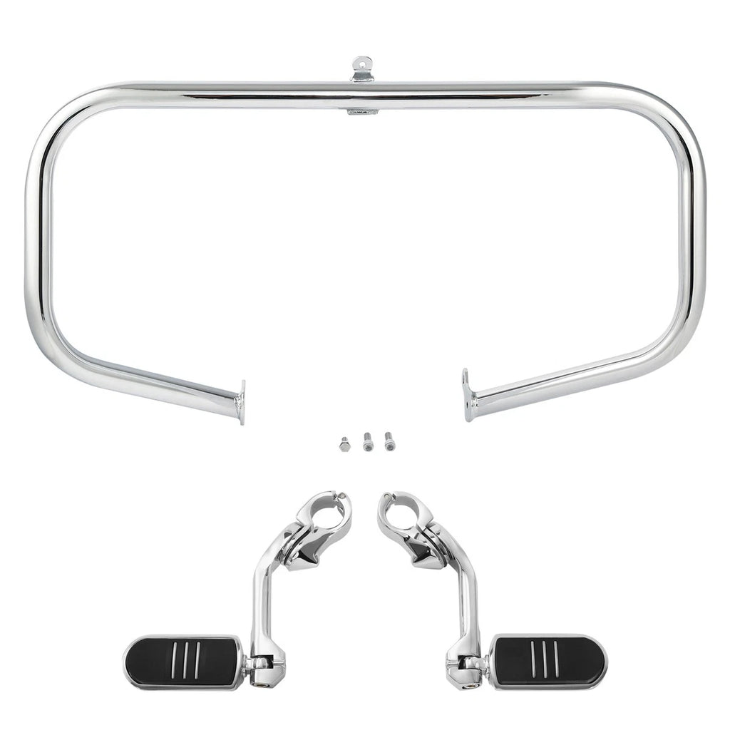 Engine Guard Bar Long Angled Foot Pegs for Harley Touring (2009–2024)