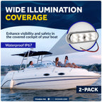 LED Bimini Top Light with Push On-Off Switch for Universal Use (2-Pack)