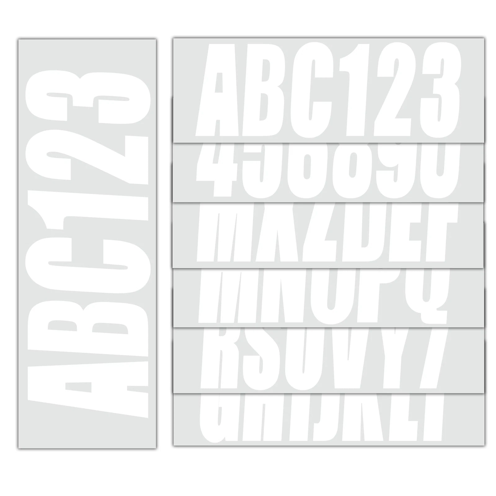 Set of 4 Decals A-Z & 0-9 for Boat Registration Stickers White