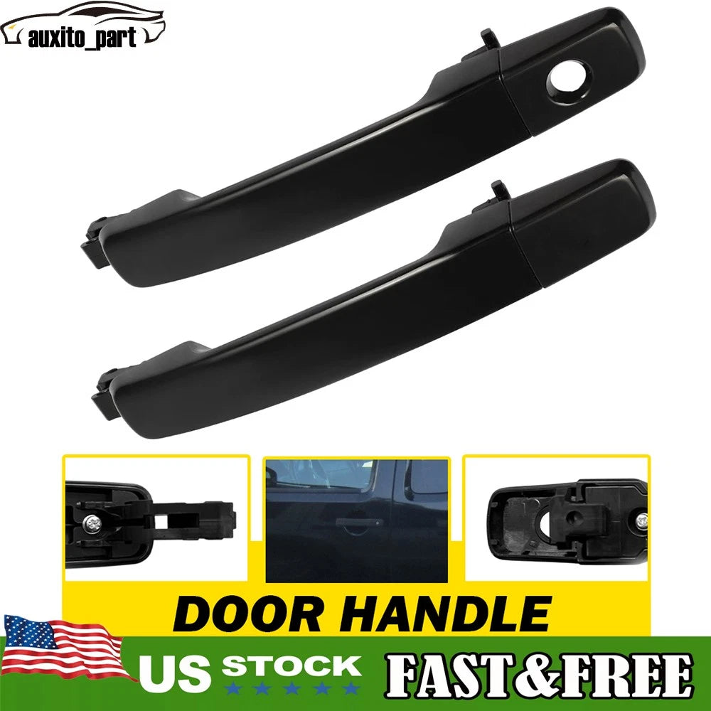 Door Handle Set for Nissan Frontier (2005â2015) Smooth Black 2-Pcs