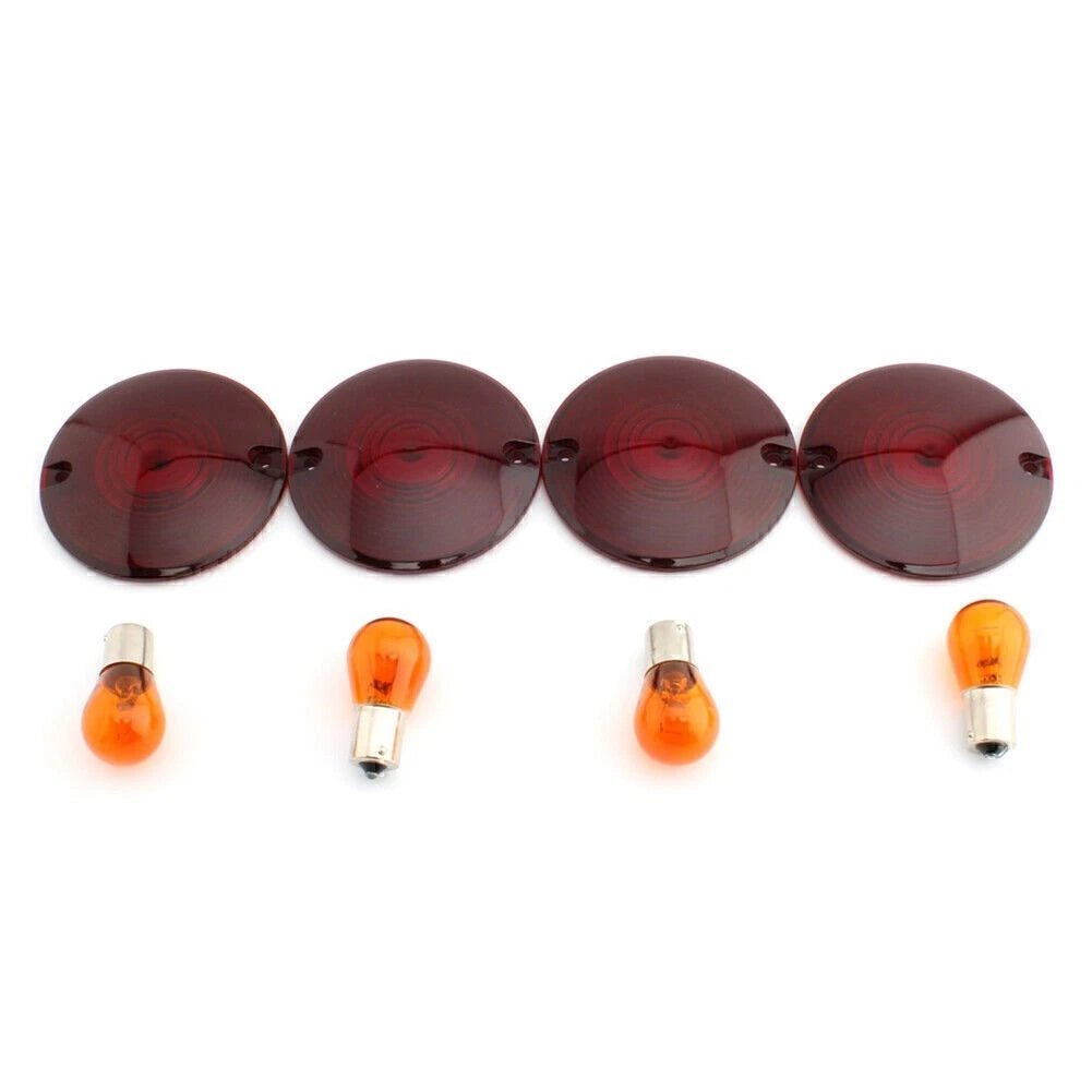 Turn Signal Light Amber Bulbs Lens Cover for Harley Davidson Road King (1994–2010)