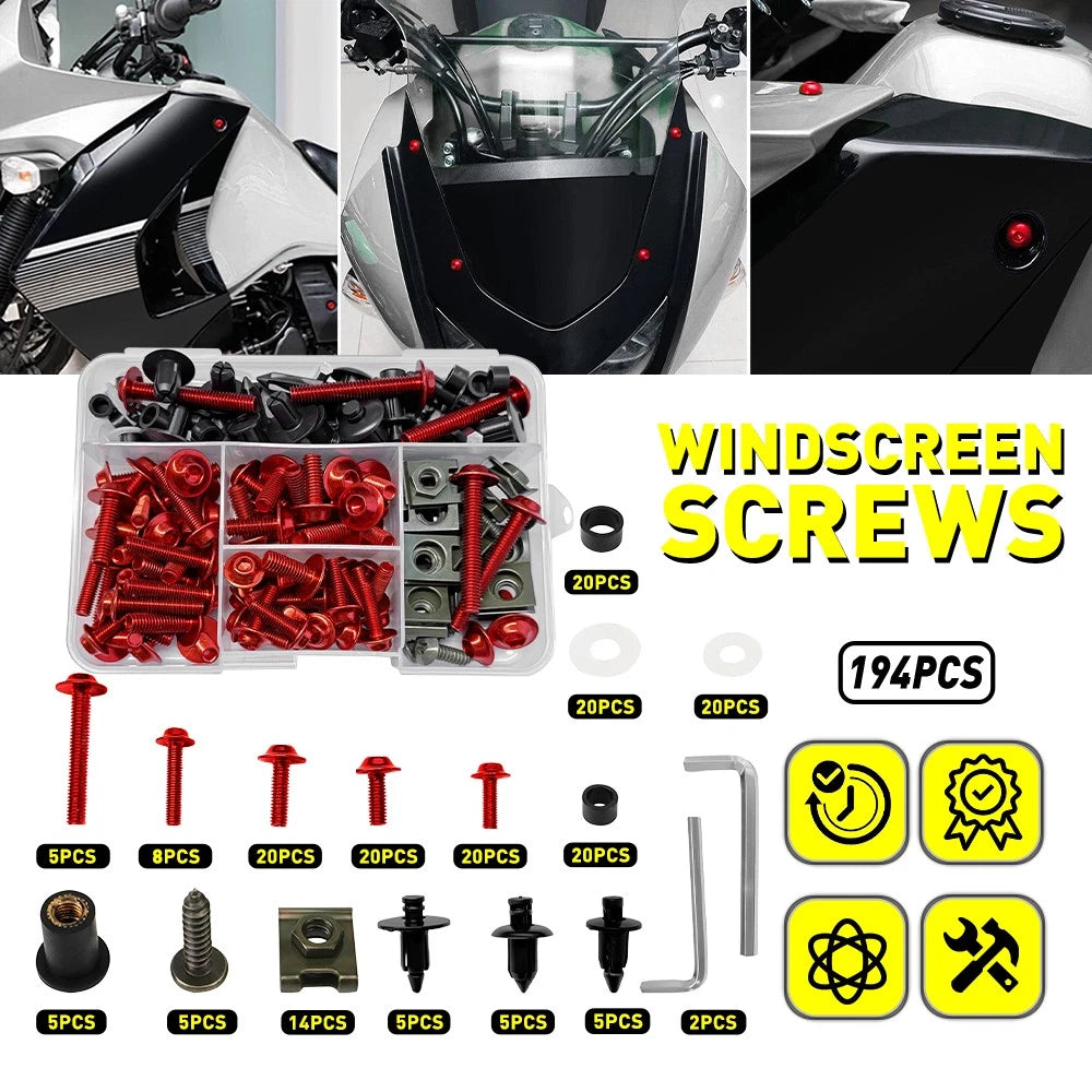190pcs Fairing Bolts Kit for Suzuki GSXR600 GSXR750 GSXR1000 (2006–2023)