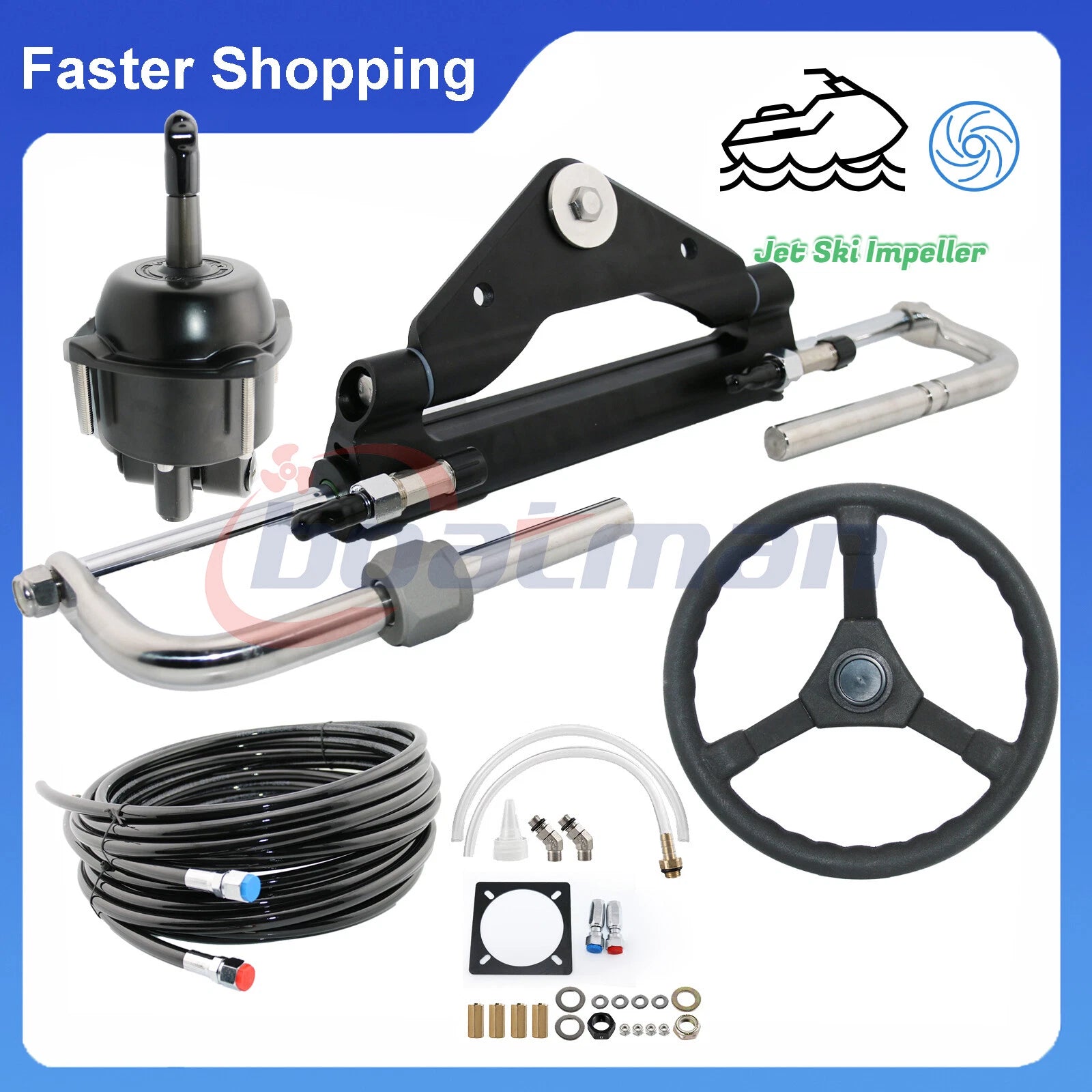 Hydraulic Outboard Steering System Kit for Marine Boats (100HP)