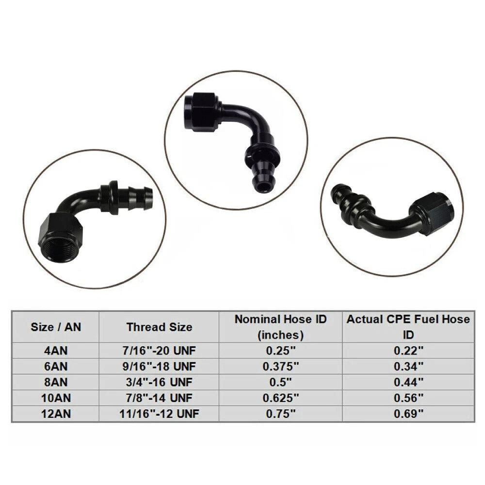 2PC 45-Degree Push-On Lock Hose Adapter for Oil Fuel Gas Line (6AN-10AN)