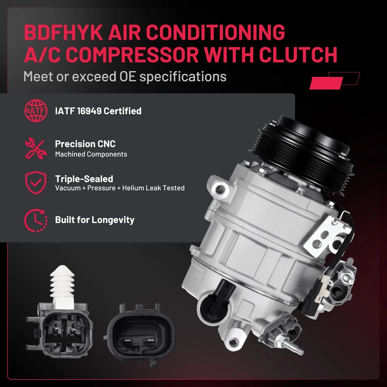 AC Compressor with 6-Groove Pulley for Lincoln Continental (2017–2020)