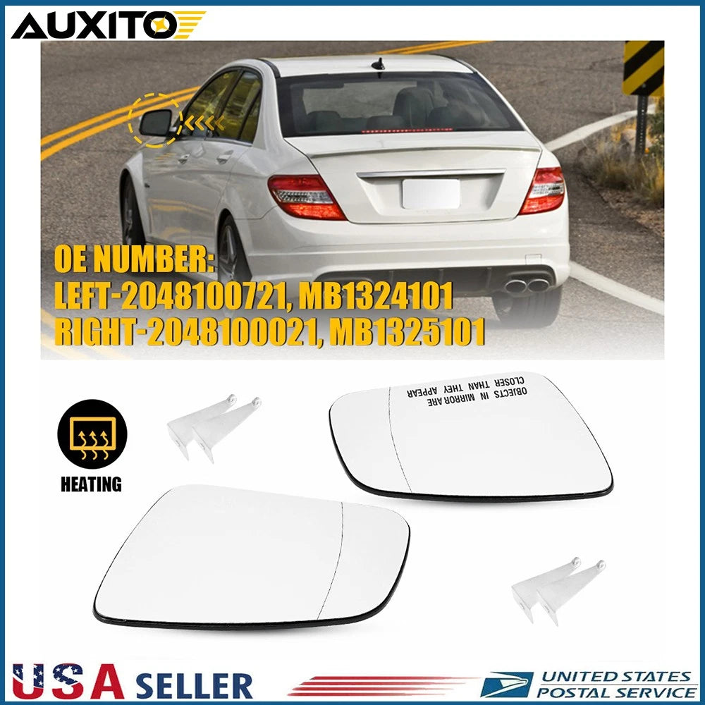 Set of 2 Heated Mirror Glass for Mercedes C-Class (2007–2015)
