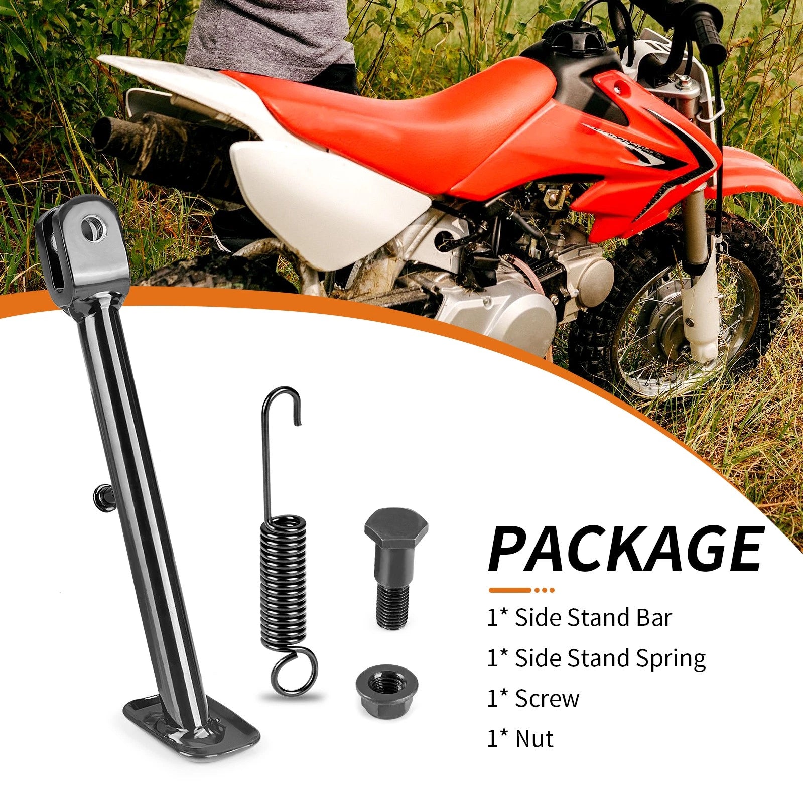 Side Kick Stand Kit w/Spring for Honda CRF50F (2004–2012)