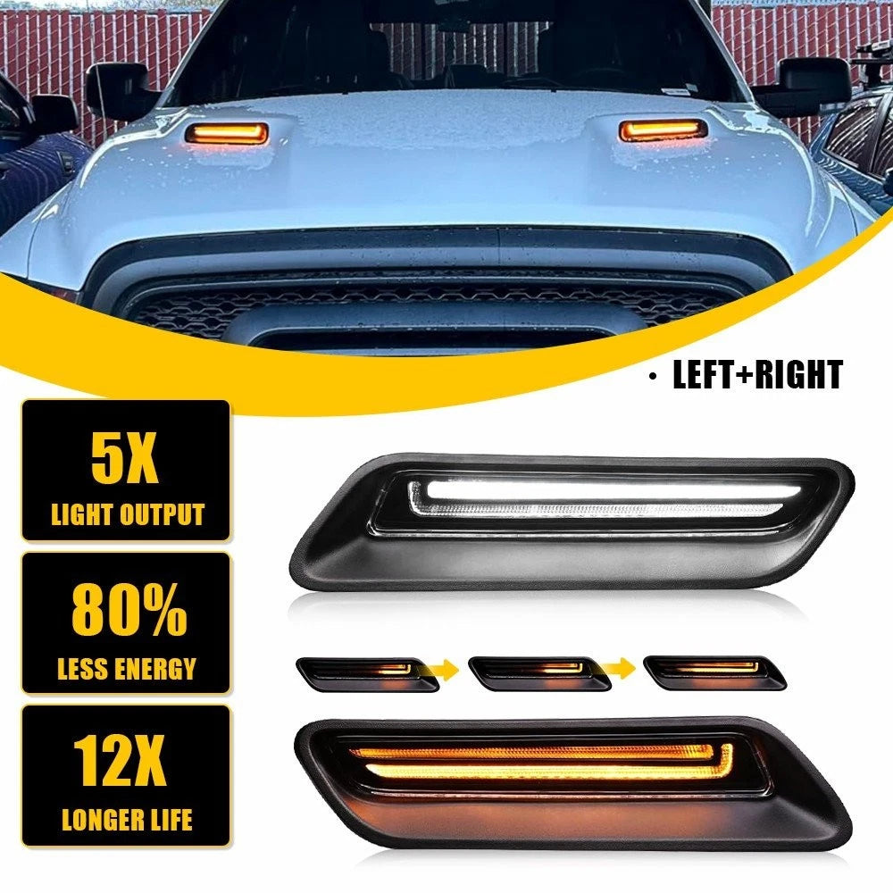 Smoked LED Hood Bezel Driving Light for Dodge Ram