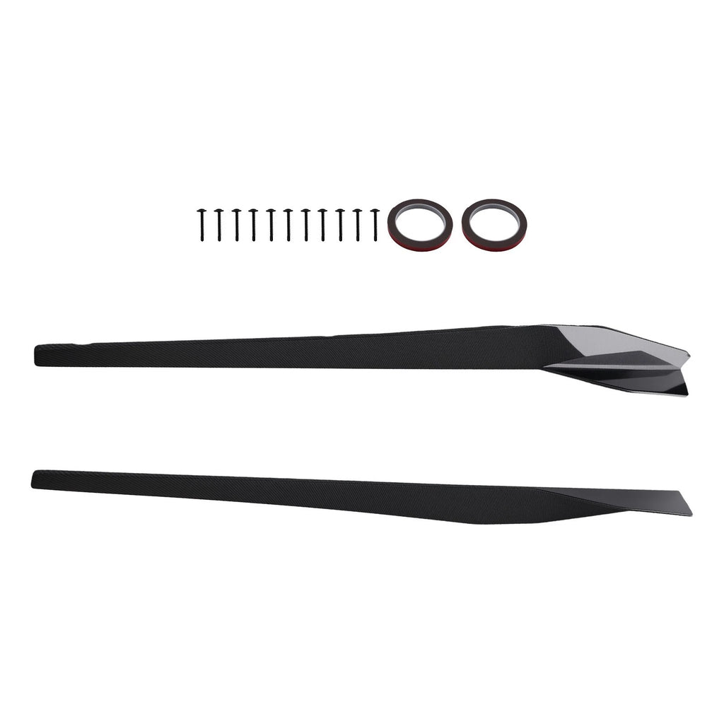 Set of 2 Black Side Skirt Extensions for Corvette C8 (2020–2022) Carbon Look