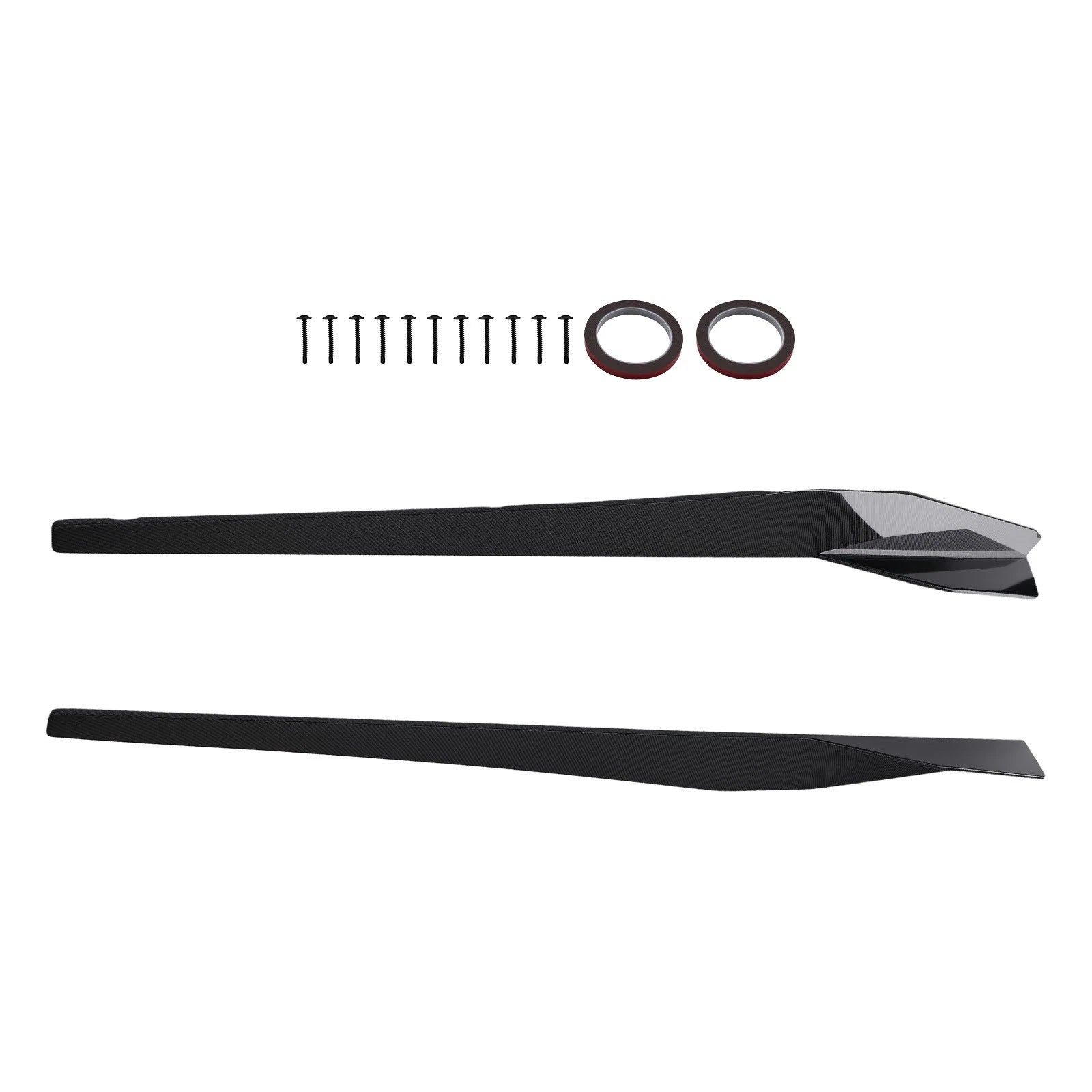 Set of 2 Black Side Skirt Extensions for Corvette C8 (2020–2022) Carbon Look