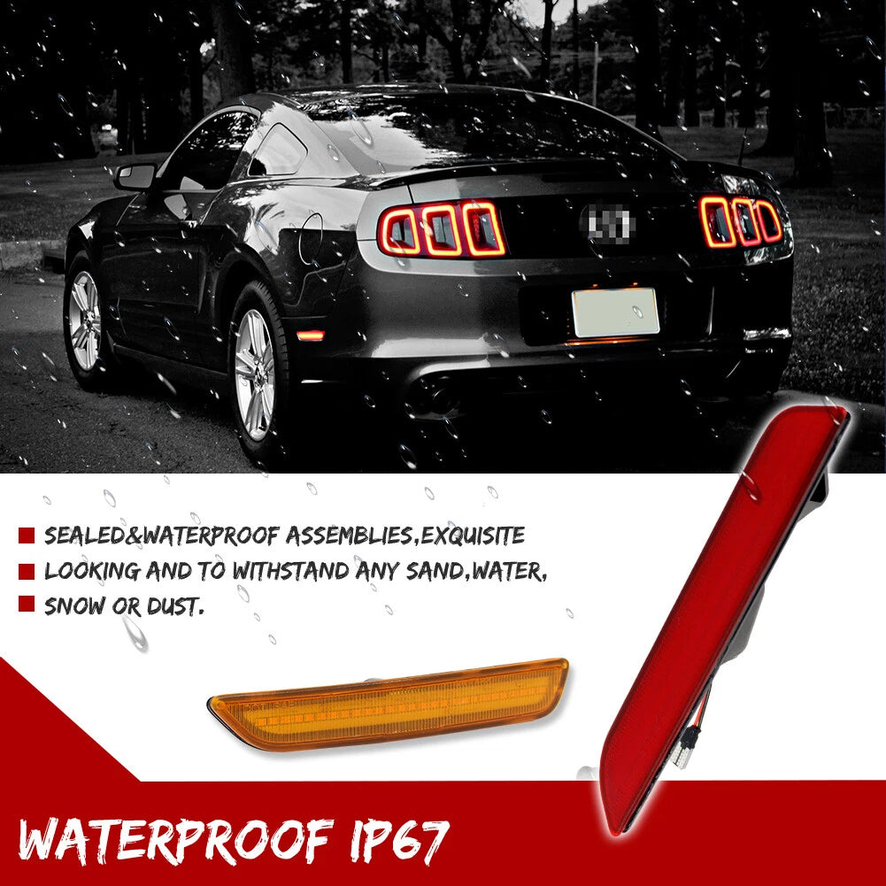 Set of 4 LED Front & Rear Side Marker Lights for Ford Mustang (2010–2014)