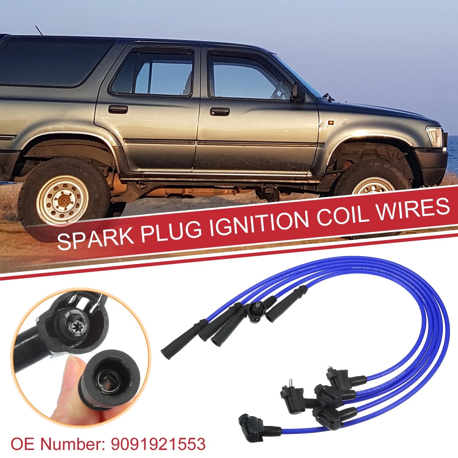 5pcs Spark Plug Wire Ignition Coil Cable No. 9091921553 for Toyota 4Runner (1994–1995)