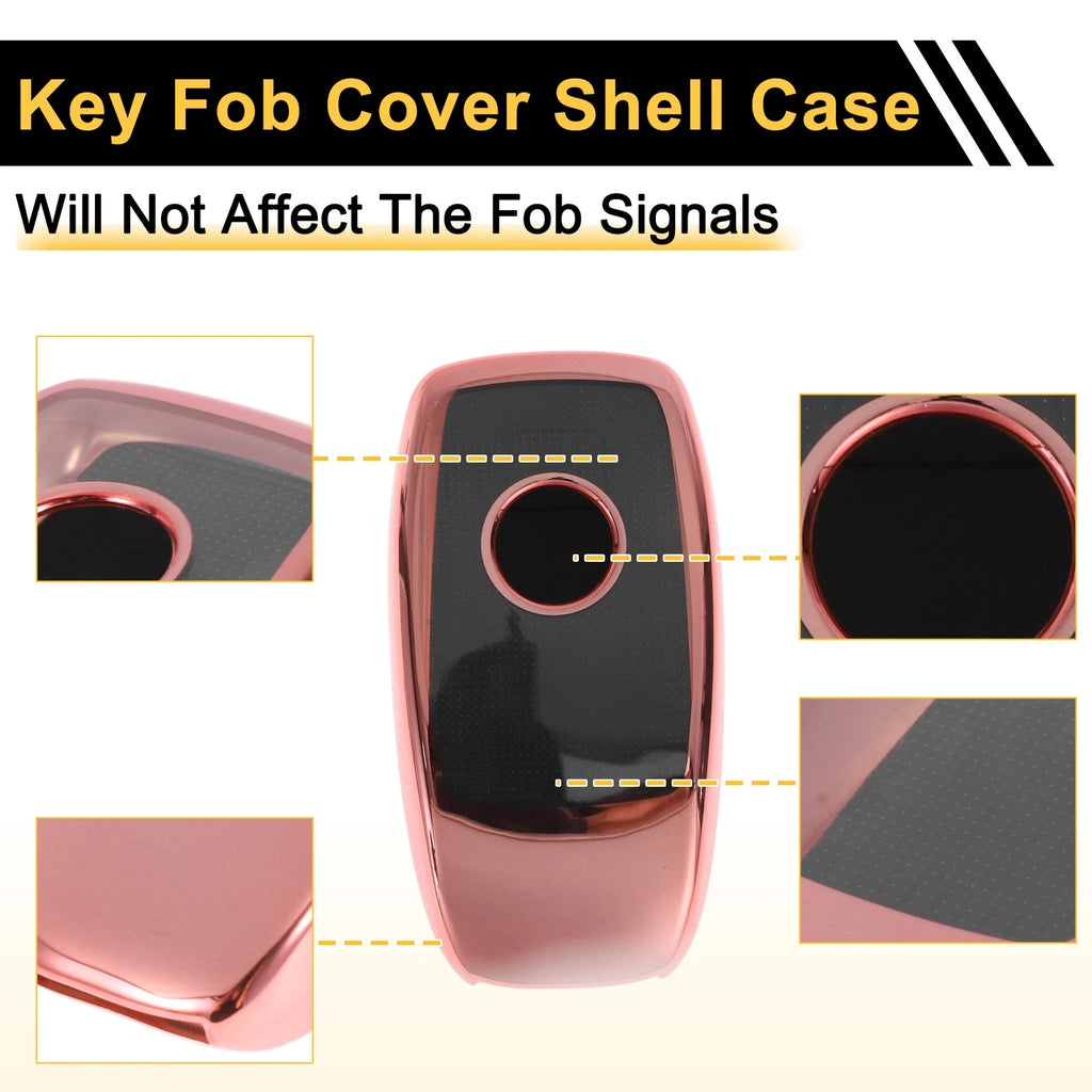 TPU Car Key Case for Mercedes Benz E Class (2017) - Rose Gold Tone