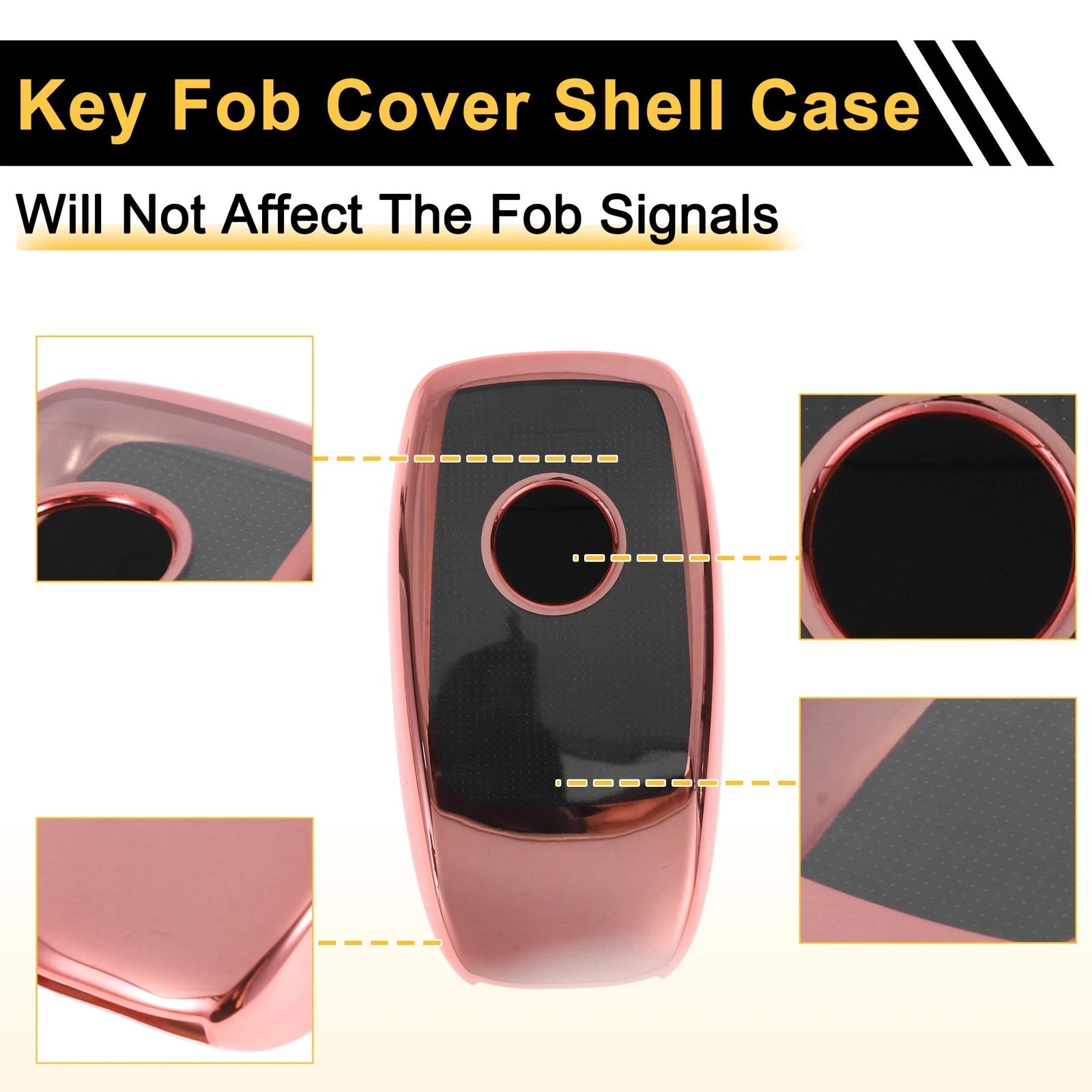 TPU Car Key Case for Mercedes Benz E Class (2017) - Rose Gold Tone