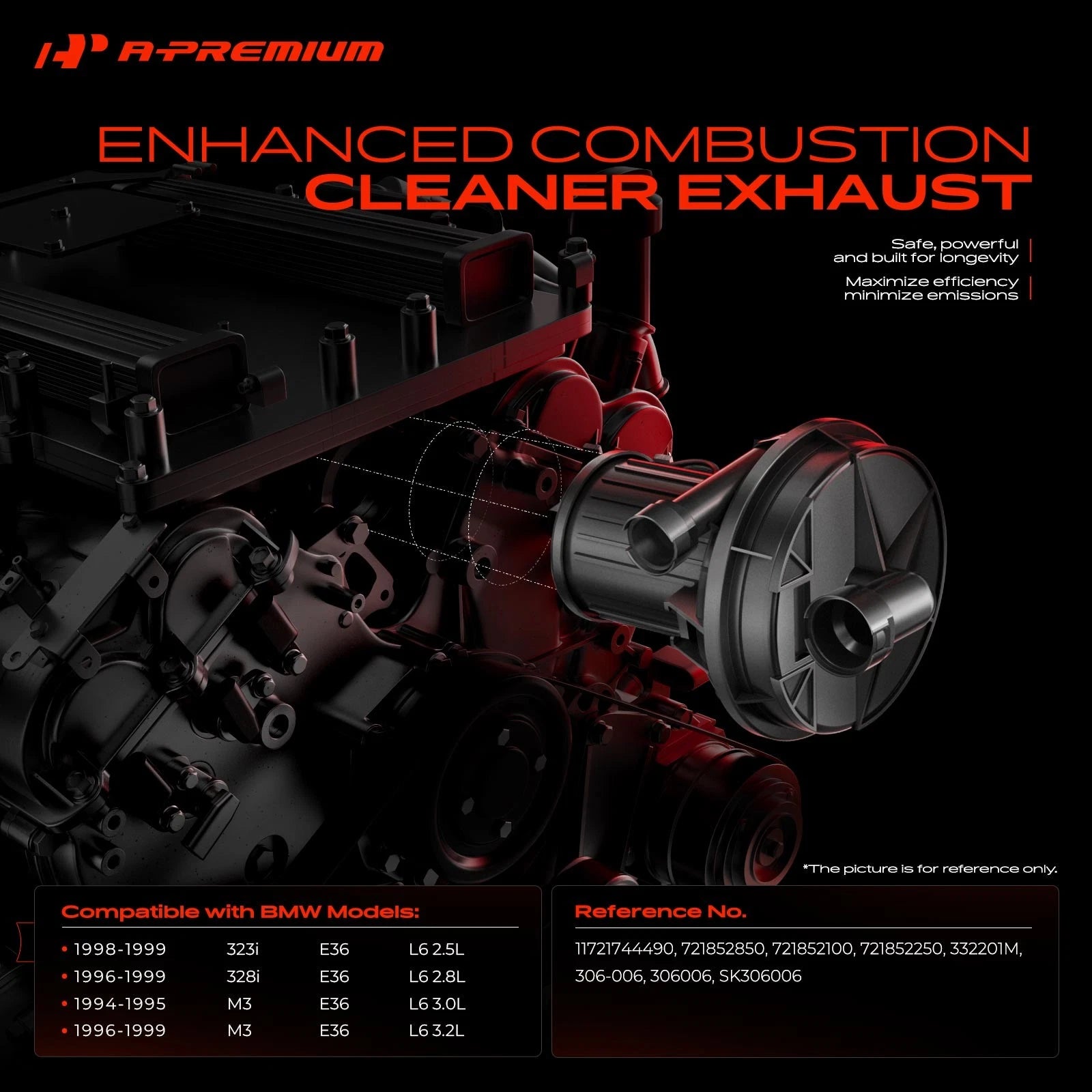 Secondary Air Injection Pump for BMW E36 323i 328i M3 (1998–1999)