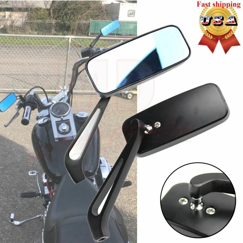 Rectangle Rearview Mirrors 8/10mm for Harley Honda Suzuki Kawasaki (US)