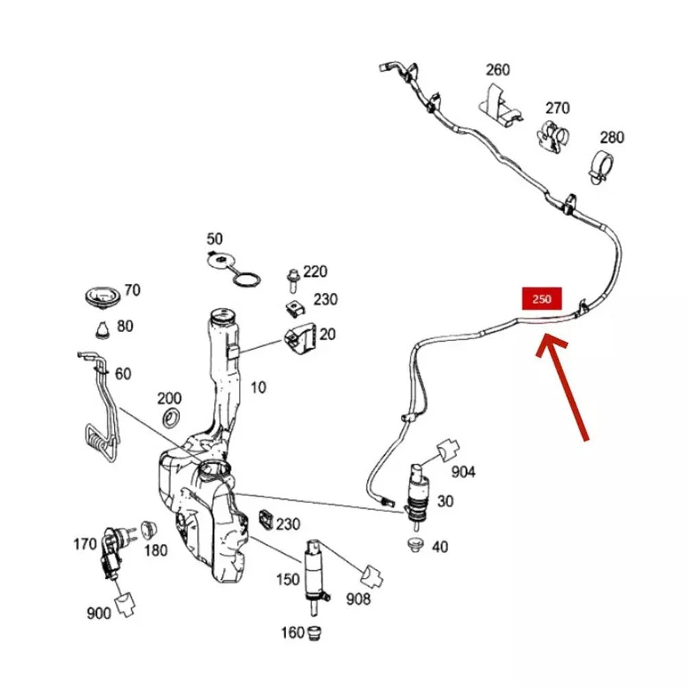 Washer Nozzle Hose for Mercedes-Benz C-Class W204 and S-Class (2007–2014)