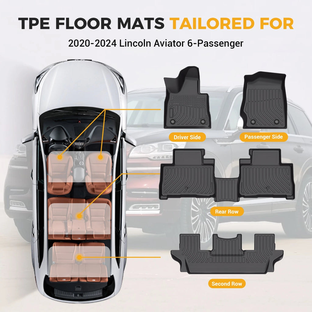 Set of 3 Row Floor Mats for Lincoln Aviator (2020–2025)