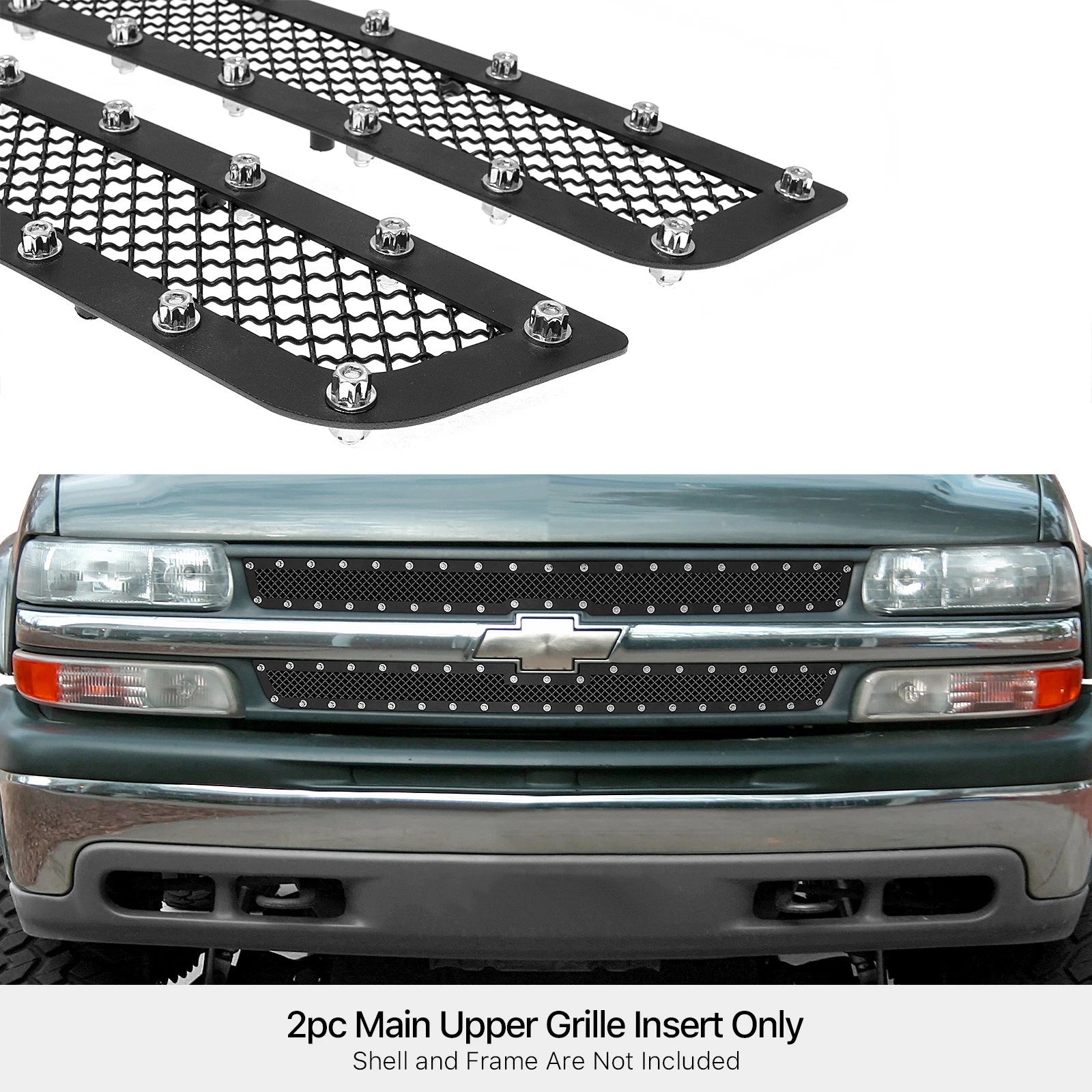 Upper Black Mesh Grille for Chevy Silverado 1500/2500 (1999-2002)