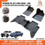 Premium 3D TPE All Weather Floor Mats for Toyota Hilux Ute Revo (15-25)
