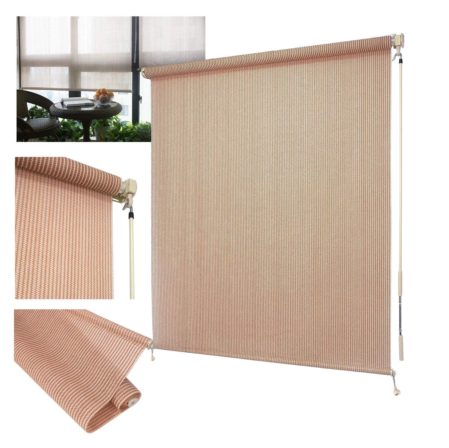 Roller Shade Blind 6'W x 8'L for Deck Porch Balcony Patio