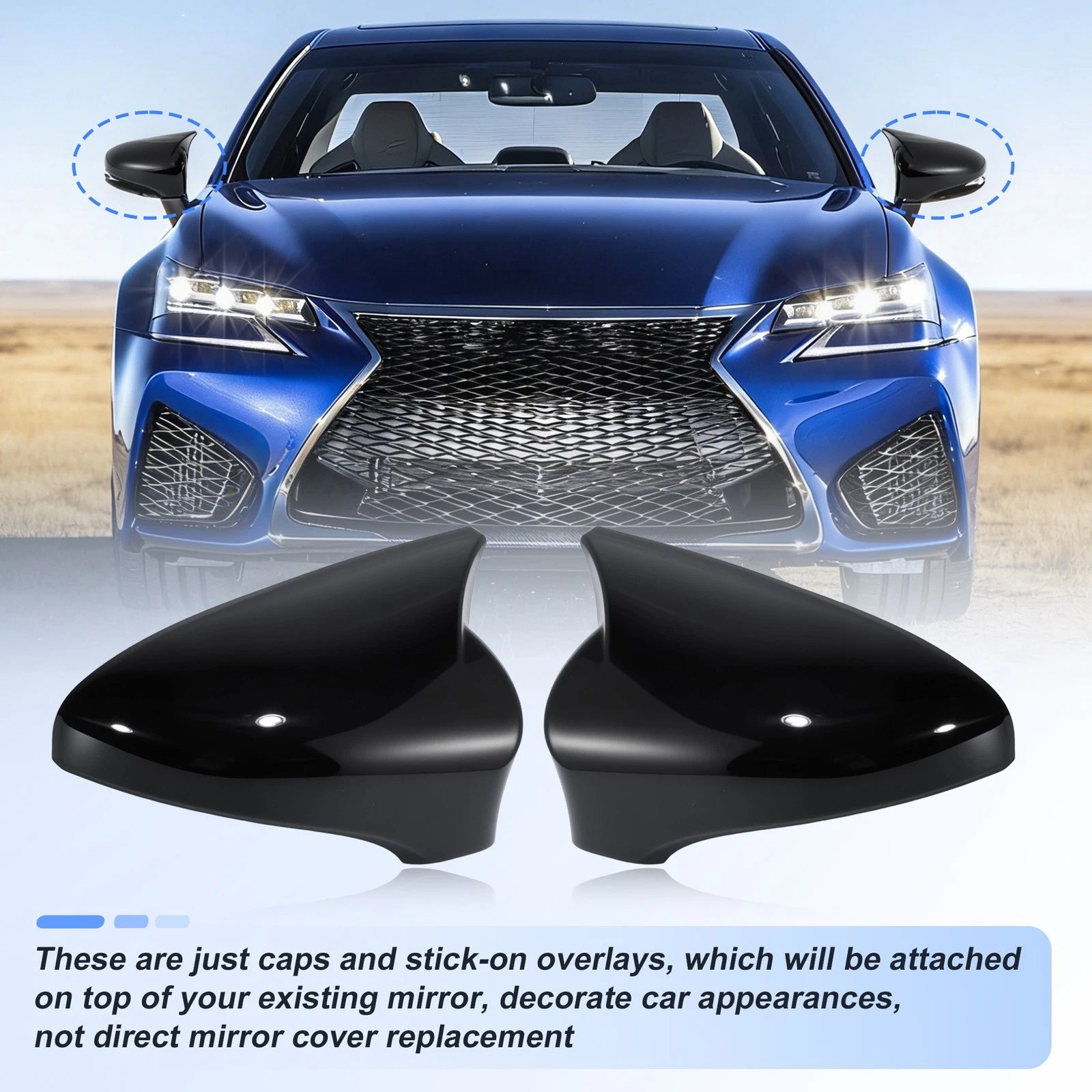 Black Wing Mirror Cap Cover for Lexus IS200t IS300 IS350 (2013–2020)