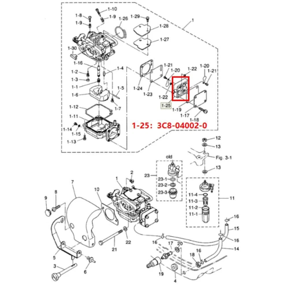 Fuel Pump Body for Tohatsu Outboard 9.9HP 15HP (3C8-04002-0, 3C8-04002)