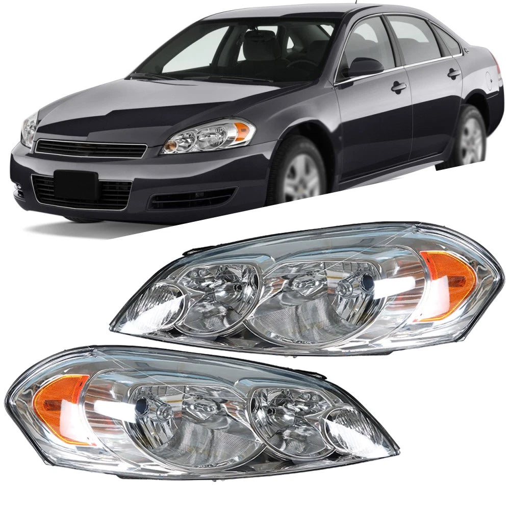 Set of 2 Headlights Assembly for Chevrolet Impala (2006–2013) Chrome Housing