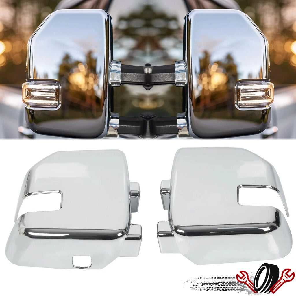 Chrome Mirror Covers with Turn Signal for Ford F250 F350 F450 Super Duty (2017–2022)