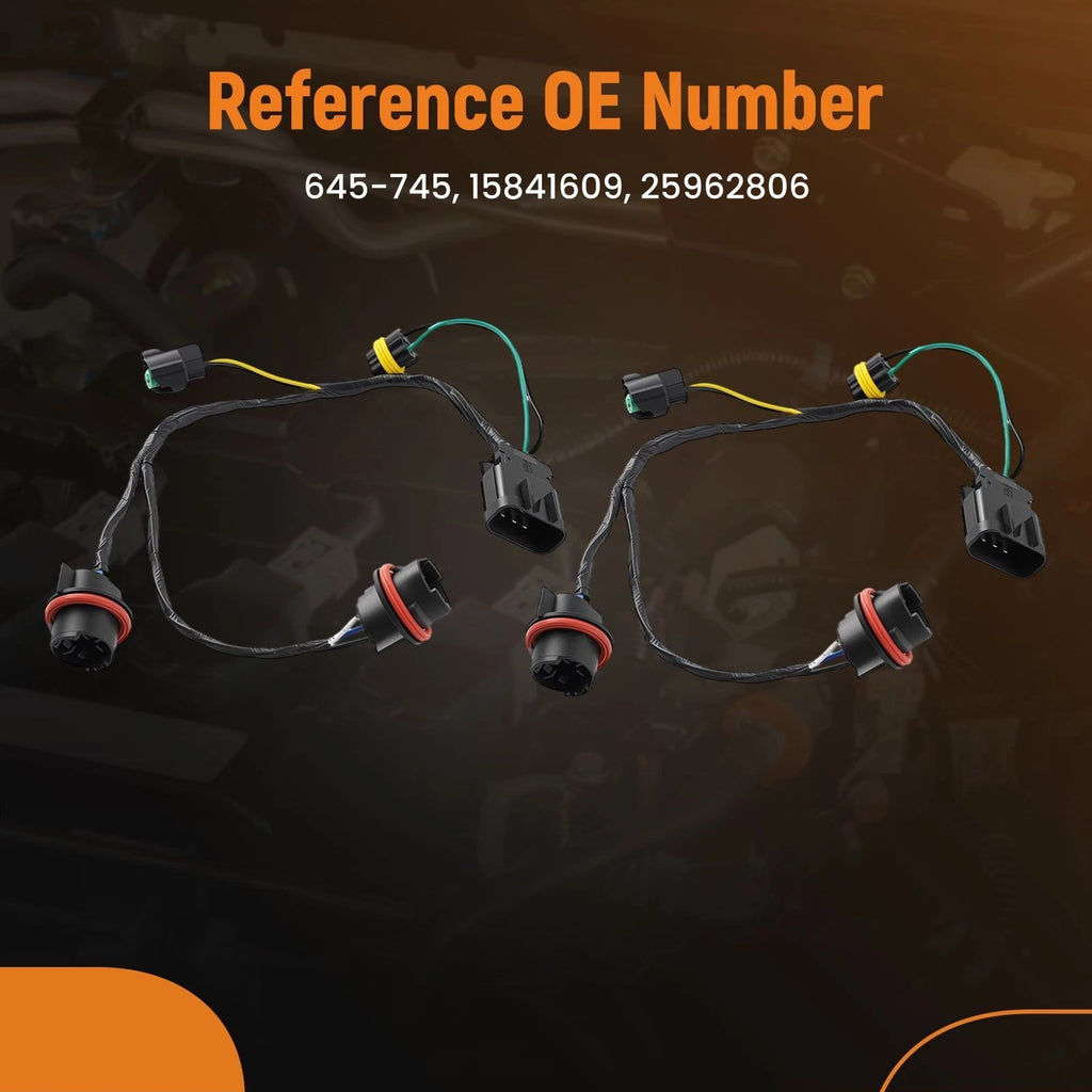 2X Front Headlamp Wiring Harness for Chevrolet Silverado 1500 (2007–2014)